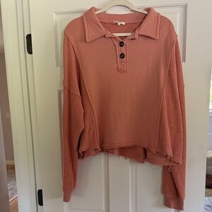 Easel Coral Button-Down Shirt